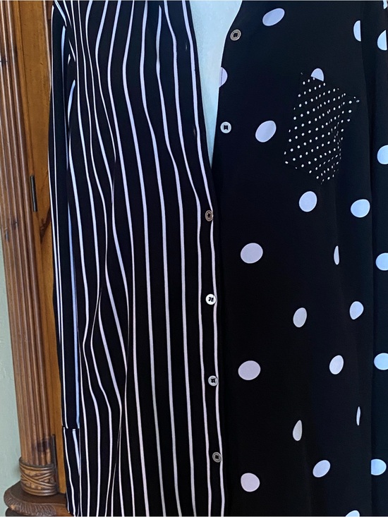 NYGATO Tops - Women’s Black and White Mixed-Pattern Button-Up Top